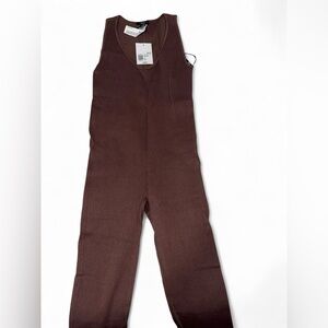 Forever 21 Brown Ribbed Tank Jumpsuit